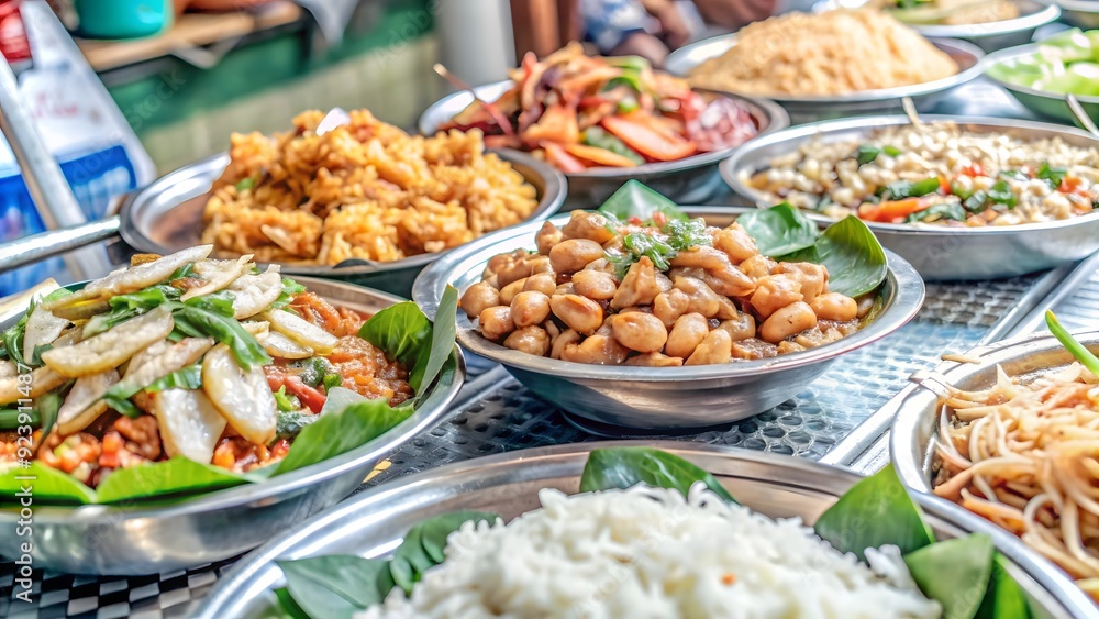 Thai street food background AI generated Thai street food background AI generated