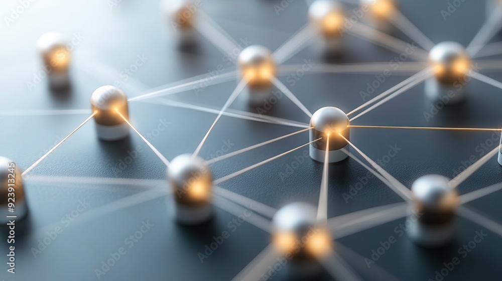 Abstract connection network illustration with glowing nodes and lines, representing technology, communication, and data exchange. Abstract connection network illustration with glowing nodes and lines, representing technology, communication, and data exchange.