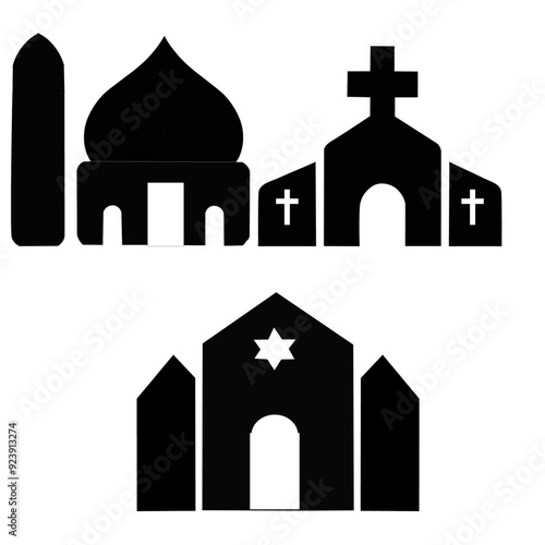 worship places of Abrahamic religions.  Synagogue, Mosque, and Church.