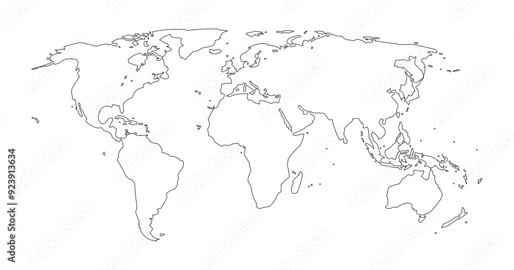 Fototapeta premium World map icon. Linear style. Vector icon.