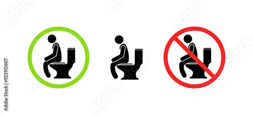 Rules for using the toilet signs collection icons. Flat and silhouette style. Vector icons.