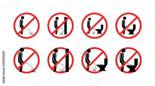 Rules for using the toilet signs collection icons. Flat and silhouette style. Vector icons.