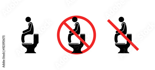 Rules for using the toilet signs collection icons. Flat and silhouette style. Vector icons.