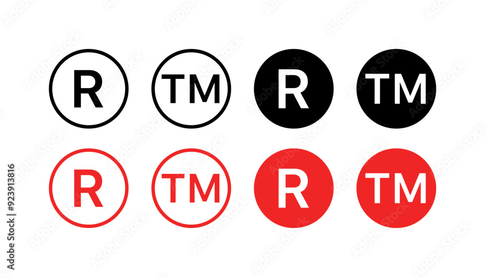 Trademarks Set Icons. Linear, silhouette and flat style. Vector icons. Trademarks Set Icons. Linear, silhouette and flat style. Vector icons.