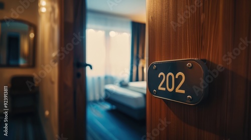Hotel Room Door with Number 202
