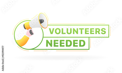 Volunteers needed icon. Megaphone icon. Flat style. Vector icons.
