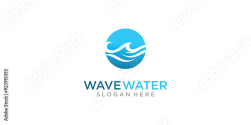 Creative wave water logo design with modern concept premium vector