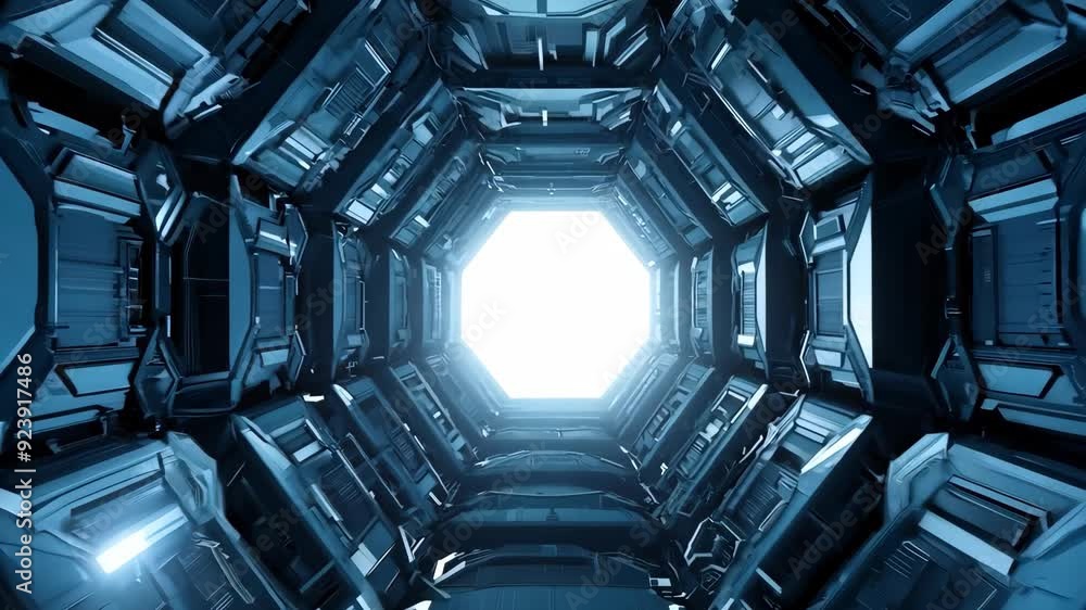 Exploring a futuristic sci-fi tunnel with intricate mechanical details Exploring a futuristic sci-fi tunnel with intricate mechanical details