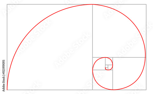 Golden Spiral, Fibonacci Spiral, Golden Ratio - Vector Illustration