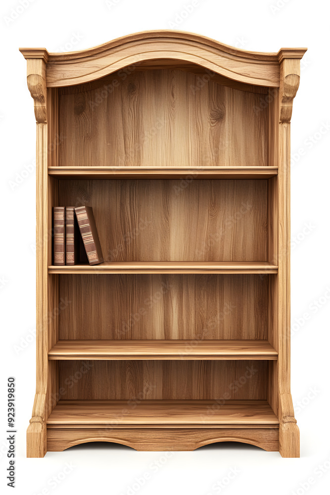 Wooden Bookshelf with books isolated on white background Wooden Bookshelf with books isolated on white background