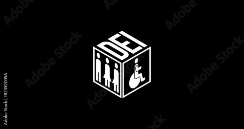 Dei box diversity, equlty, inclusion animation. Alpha channel. Footage. Transparent background.