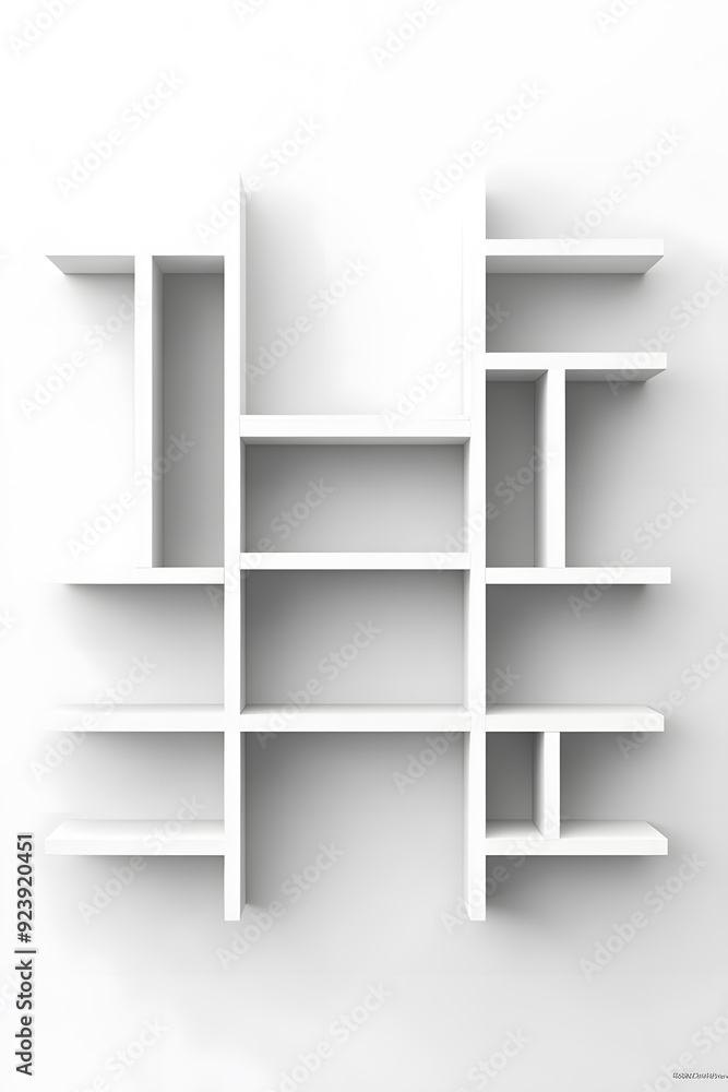 Empty Bookshelf mock up isolated on white background Empty Bookshelf mock up isolated on white background