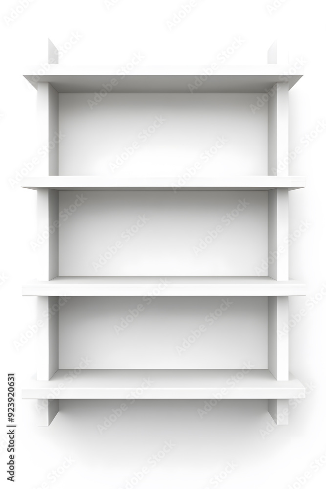 Empty Bookshelf mock up isolated on white background Empty Bookshelf mock up isolated on white background