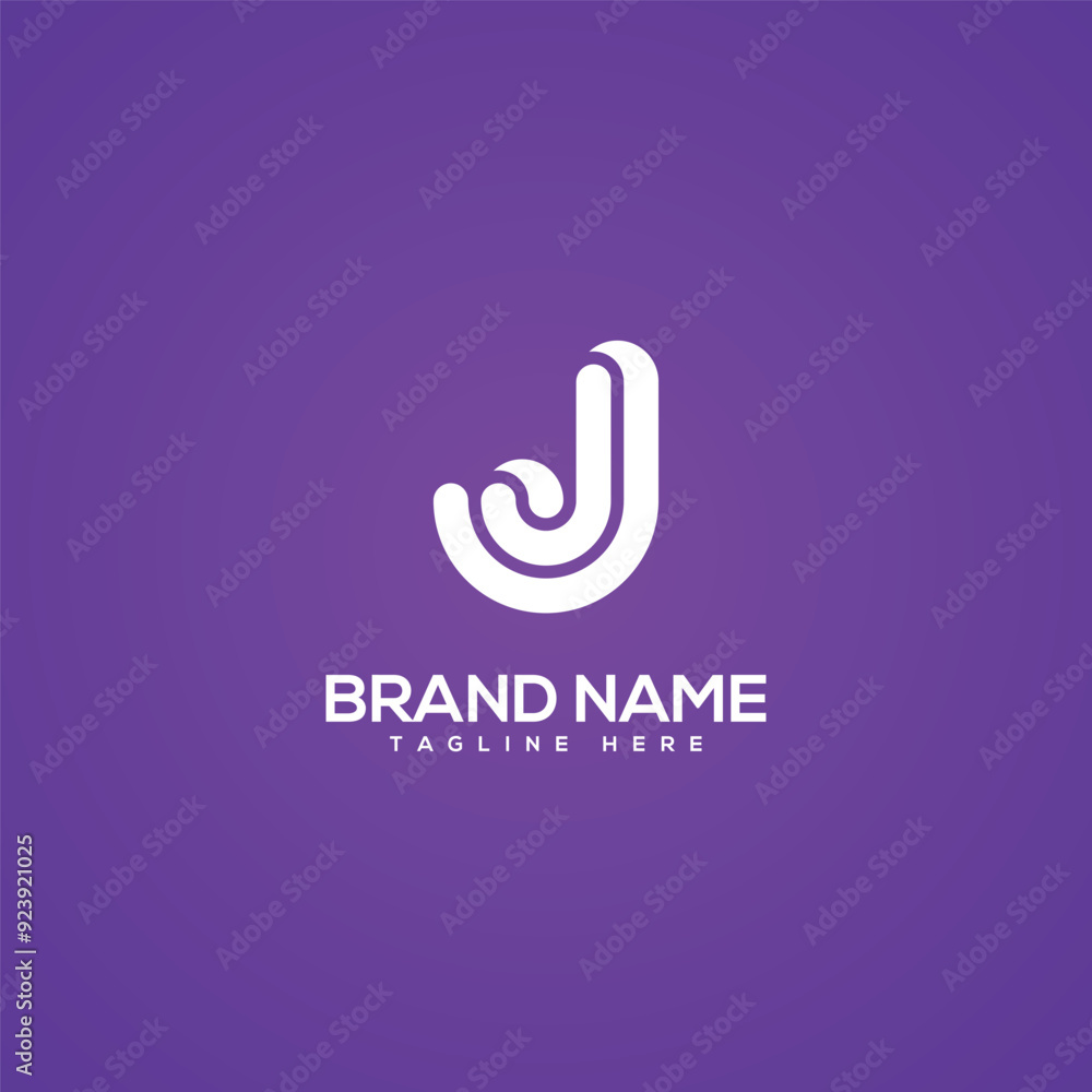 Fototapeta premium Minimal Monogram Letter J JJ Icon Logo. Initial Based Vector Template.