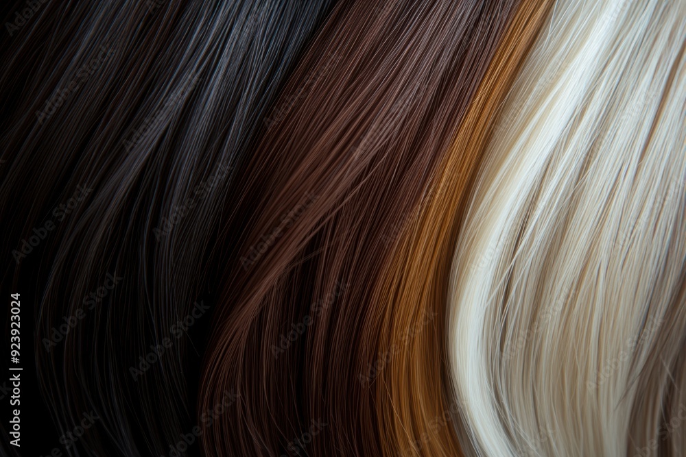 Naklejka premium Colorful spectrum of human hair textures