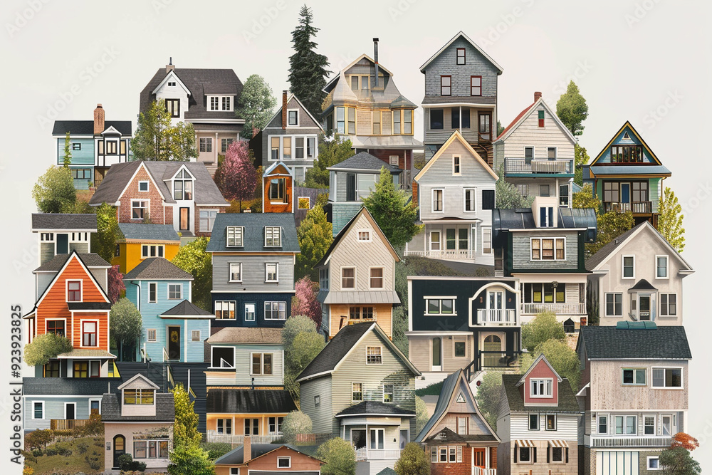 Colorful Houses Collage Colorful Houses Collage