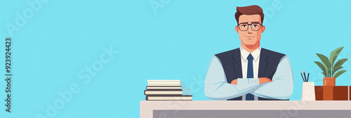 Office Manager Background Banner - Professional Working Environment