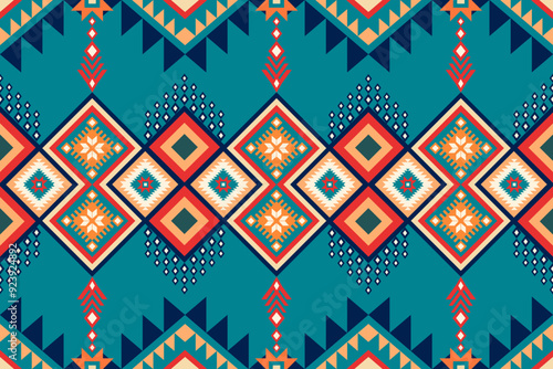 Colorful Native American pattern, Navajo design. Native American ornament. Abstract geometric background traditional ethic for decoration, clothing, fabric, textile, fashion.