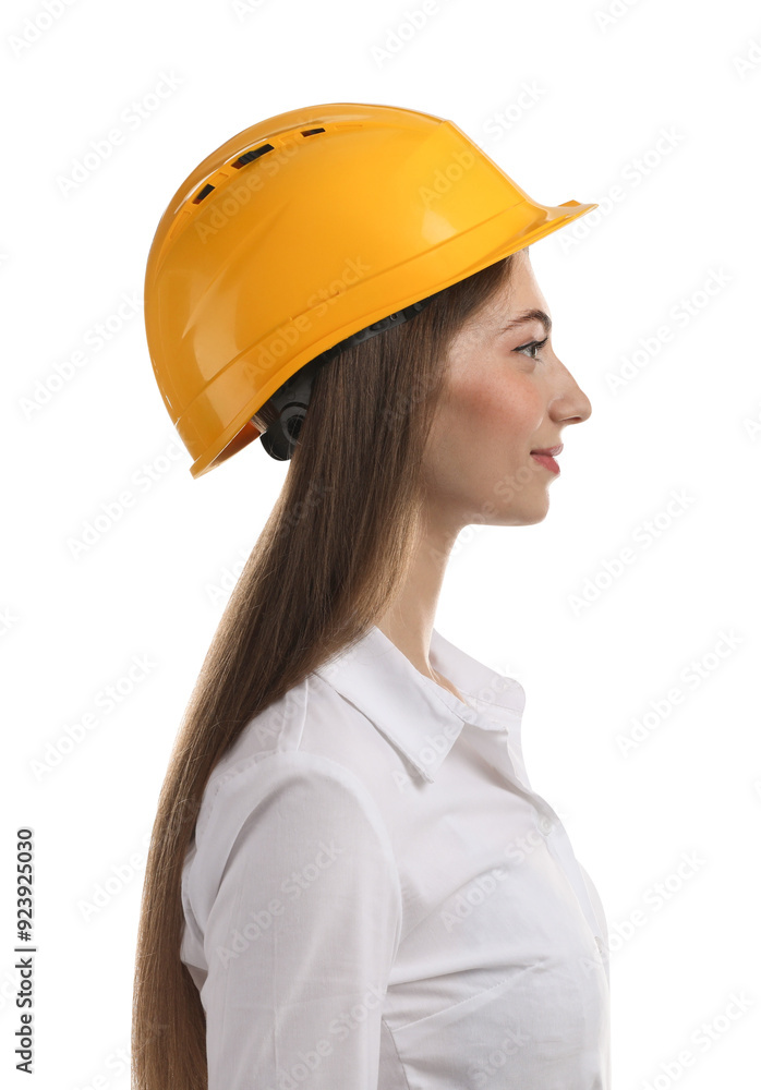 Engineer in hard hat on white background Engineer in hard hat on white background