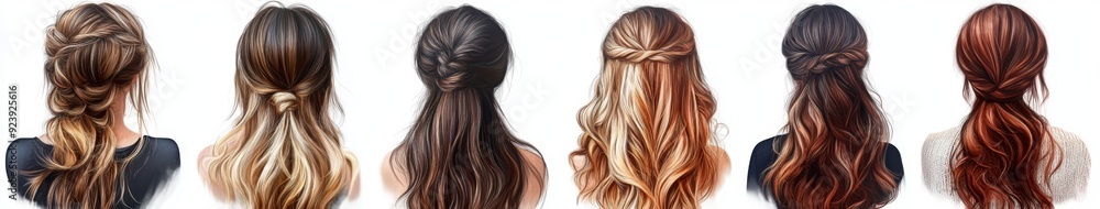 Stylish Female Hairstyle Isolated on White Background: A Conceptual Representation of Modern Coiffure Trends and Hair Fashion Stylish Female Hairstyle Isolated on White Background: A Conceptual Representation of Modern Coiffure Trends and Hair Fashion