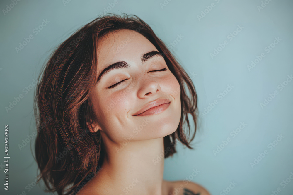 A close up of a woman's face with tattoos and her eyes closed A close up of a woman's face with tattoos and her eyes closed