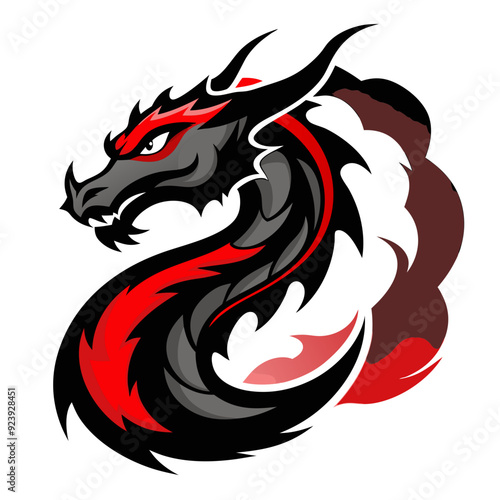 Powerful Dragon with Swirling Smoke Logo Icon - Vector SVG Illustration for Cricut & Silhouette Cut Files, Clipart, T-shirt Graphics