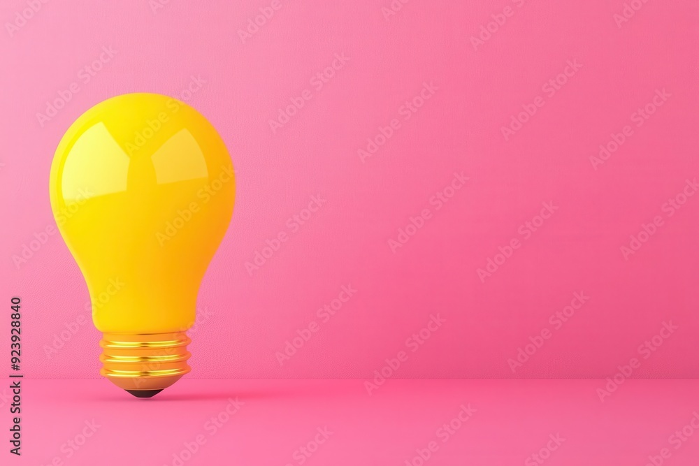 A vibrant yellow light bulb stands against a playful pink background, symbolizing creativity and inspiration in design. A vibrant yellow light bulb stands against a playful pink background, symbolizing creativity and inspiration in design.