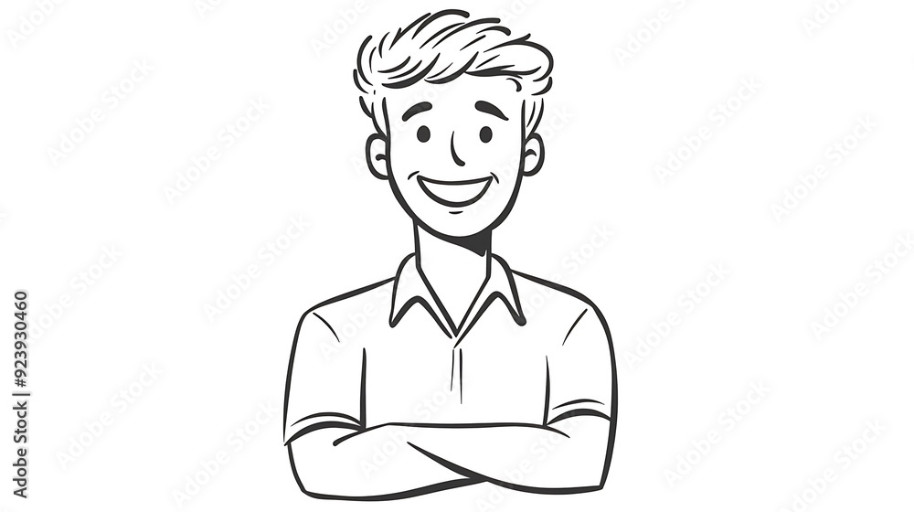 Happy Consultant in Minimalist Line Art Style Happy Consultant in Minimalist Line Art Style