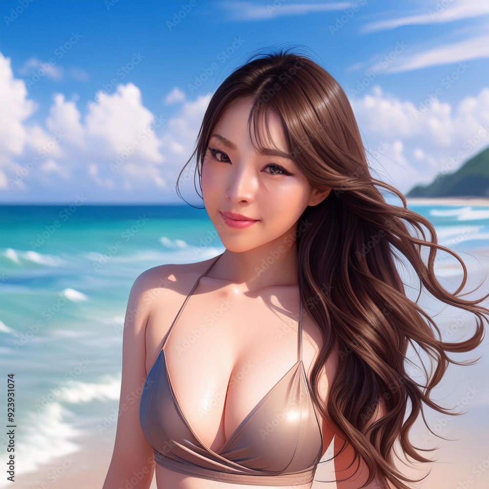 portrait of a anime girl on the beach portrait of a anime girl on the beach