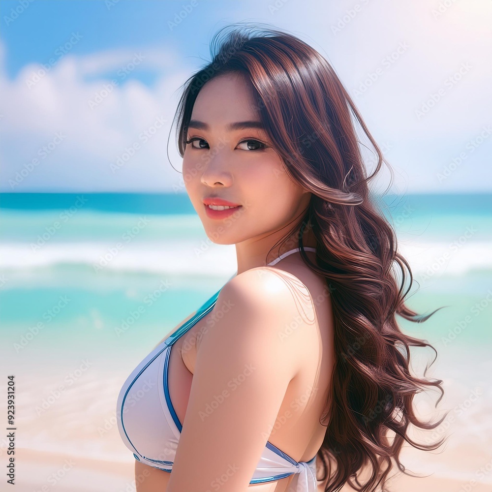 portrait of a anime girl on the beach portrait of a anime girl on the beach