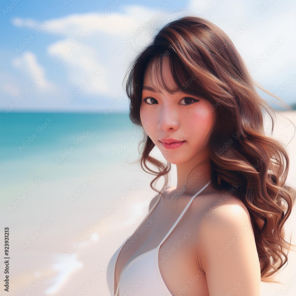 portrait of a anime girl on the beach portrait of a anime girl on the beach