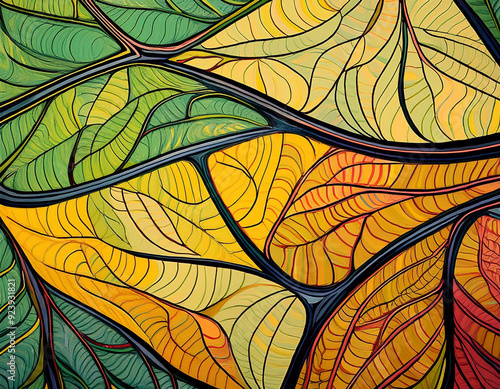 Wallpaper Mural Abstract Leaf Veins Illustration Exaggerated Lines and Shapes Emphasizing Natural Patterns Torontodigital.ca