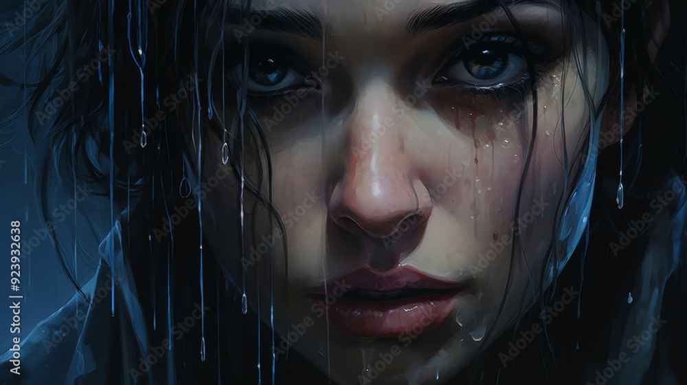 Ethereal Beauty in Rain: A Portrait of Solitude and Emotion Ethereal Beauty in Rain: A Portrait of Solitude and Emotion