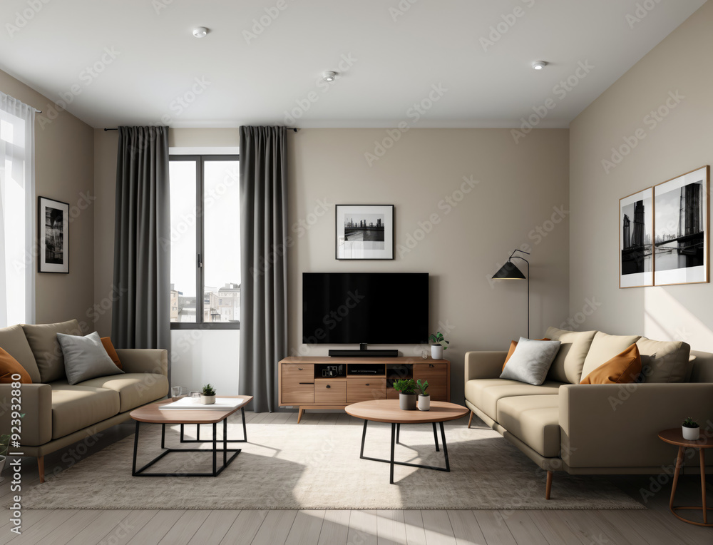 Modern Living Room Interior With Minimalist Design and Natural Light in the Afternoon Modern Living Room Interior With Minimalist Design and Natural Light in the Afternoon