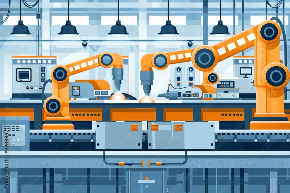 Advanced Robotics in Manufacturing: A factory scene with robotic systems working collaboratively with humans to optimize production processes. Advanced Robotics in Manufacturing: A factory scene with robotic systems working collaboratively with humans to optimize production processes.