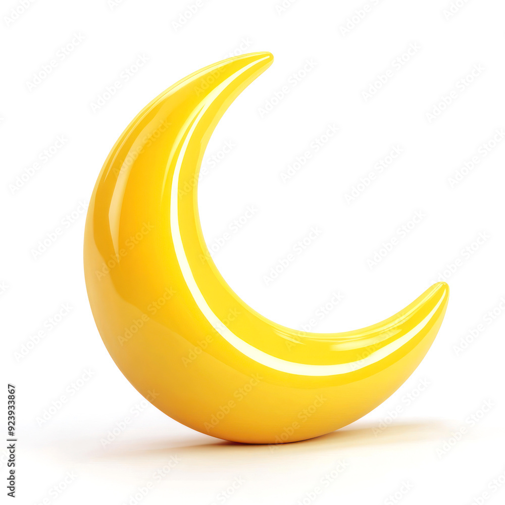 3d render Illustration of yellow half moon isolated on white and copy space. 3d render Illustration of yellow half moon isolated on white and copy space.