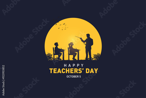 Happy Teacher's day concept vector illustration background. Creative teacher's day vector education concept.