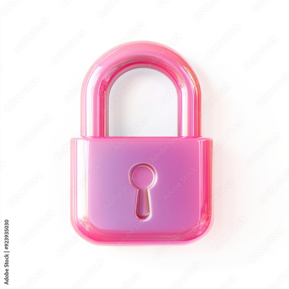 3d render Illustration of Lock isolated on white background and copy space for security concept.