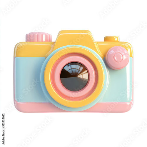 3d render Illustration of camera isolated on white background and copy space. photo