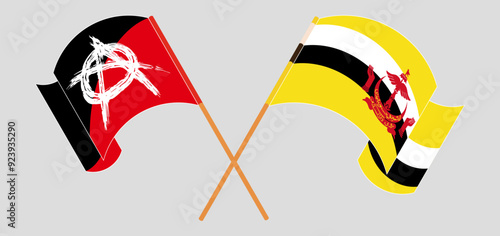Crossed and waving flags of Anarchy and the Lebanon