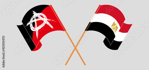 Crossed and waving flags of Anarchy and Egypt