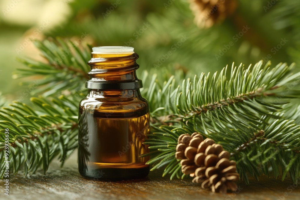 Fir Tree Essential Oil. Aromatherapy Essence with Luxury Perfume from Pine Trees Fir Tree Essential Oil. Aromatherapy Essence with Luxury Perfume from Pine Trees