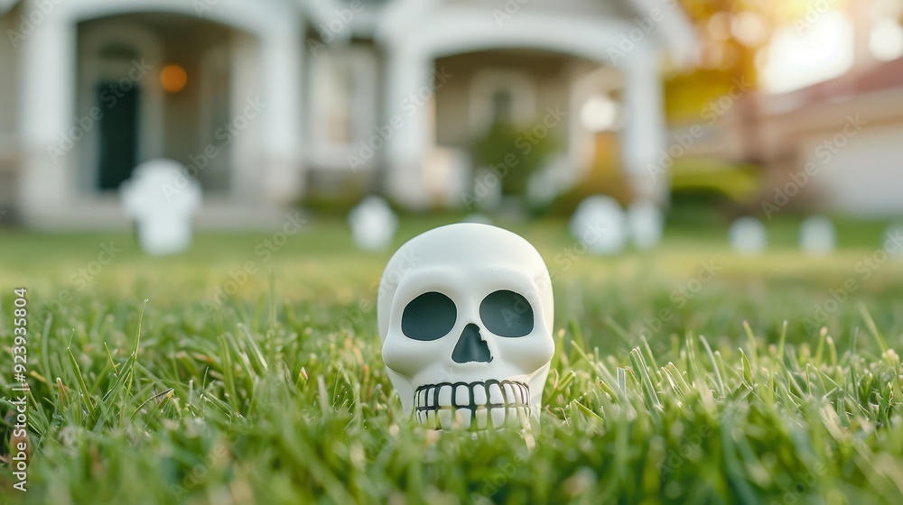 A skeleton is standing in front of a bunch of potted plants A skeleton is standing in front of a bunch of potted plants