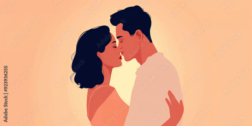 Romantic Couple Kiss - Intimate Vector Illustration of Love and Affection Romantic Couple Kiss - Intimate Vector Illustration of Love and Affection