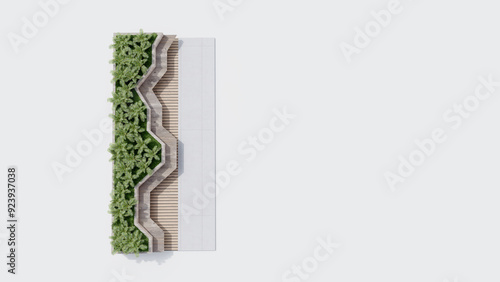 top view architecture garden park landscape terrace nature design modern 3d render.