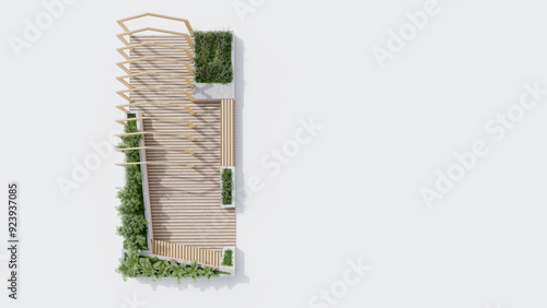 top view architecture garden park landscape terrace nature design modern 3d render.