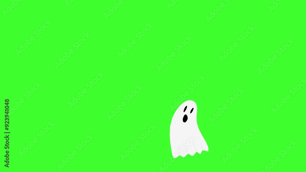 Halloween cartoon ghost animation on green screen