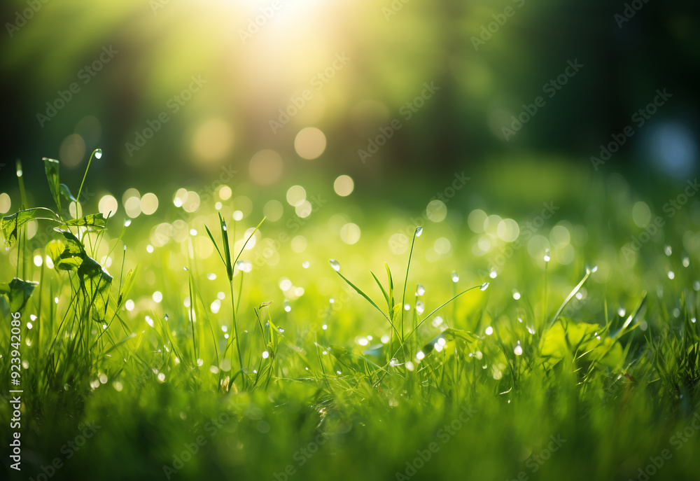 green grass with dew generated by AI technology green grass with dew generated by AI technology
