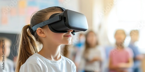 Remote learning with VR technology, representing educational innovation