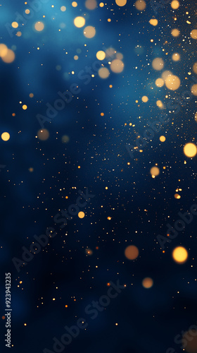 abstract dark blue background with gold particles, Christmas or new year background for smartphone, cellphone. Beautiful background for Christmas or New Year with copy space. Design for banner, greeti